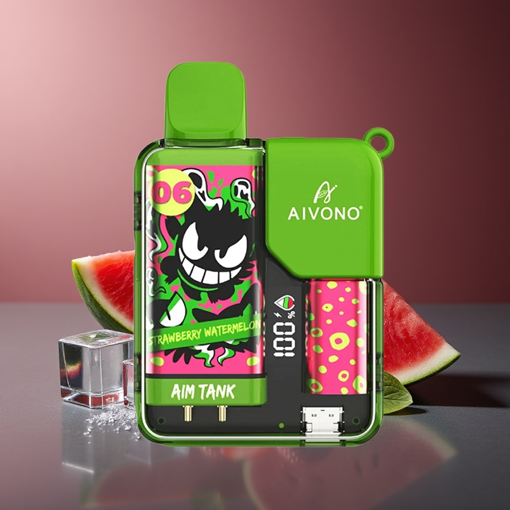 Aivono Aim-Tank 9500 Pufuri Capsuni Pepene Verde 18ml LCD