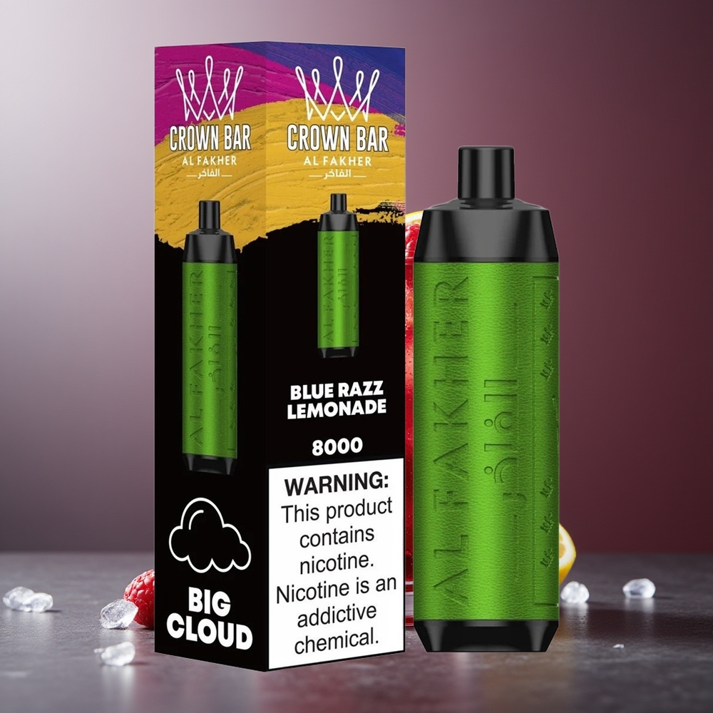 Al Fakher Crown Bar 8000 Bucăți Dispozabil Vape Afine Limonadă Cu 18ml și 5mg Nicotină