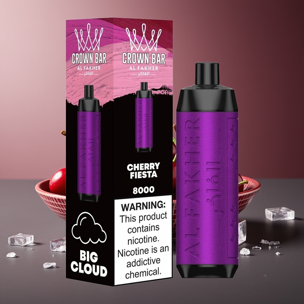 Al Fakher Crown Bar 8000 Cireșe Fiesta Cristal cu 18ml și 5mg