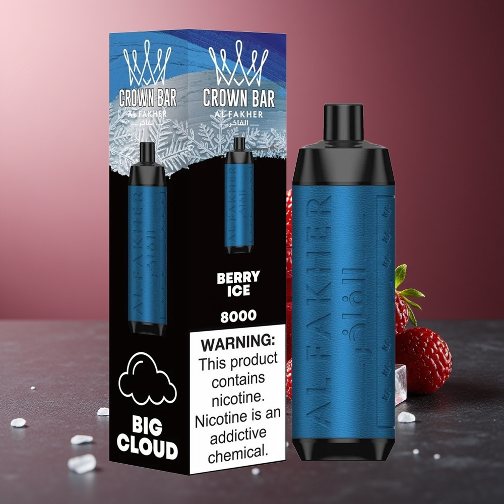 Al Fakher Crown Bar 8000 Cristal Dispozabil Vape Fructe de Pădure Gheață 600mAh 18ml