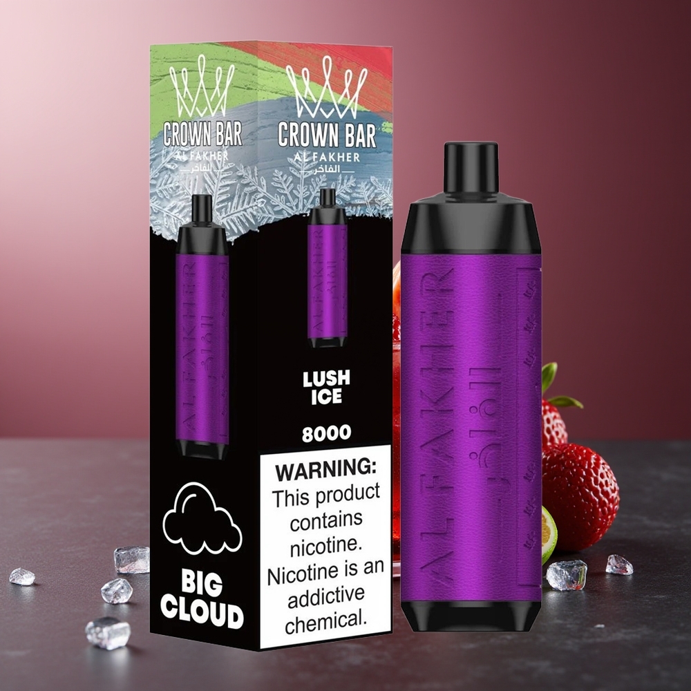 Al Fakher Crown Bar 8000 Cristal Lush Ghețat USB Type-C 5mg Nicotină