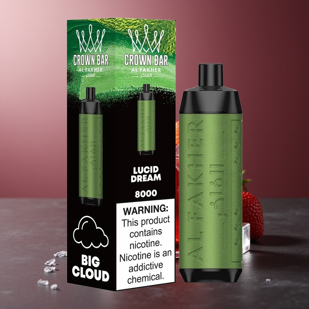 Al Fakher Crown Bar 8000 Cristal USB-C 18ml Vape Vis Luminos