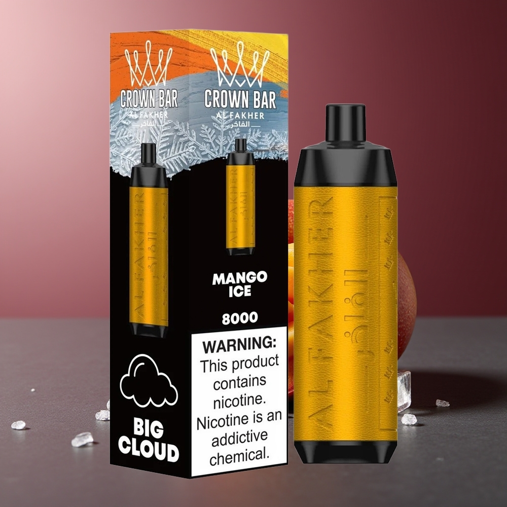 Al Fakher Crown Bar 8000 Gheață de Mango Baterie 600mAh Cablu USB-C