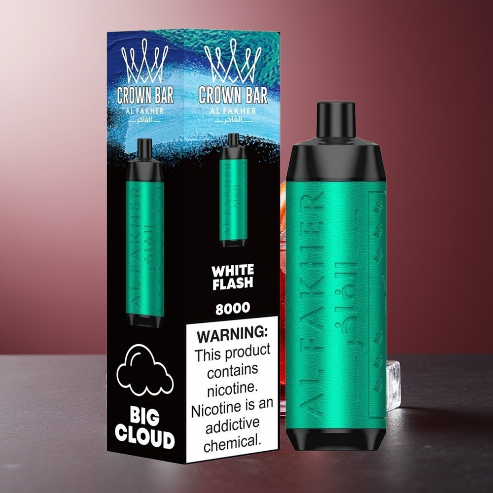 Al Fakher Crown Bar 8000 Pufuri Cristal Flash Alb Vape Disposable