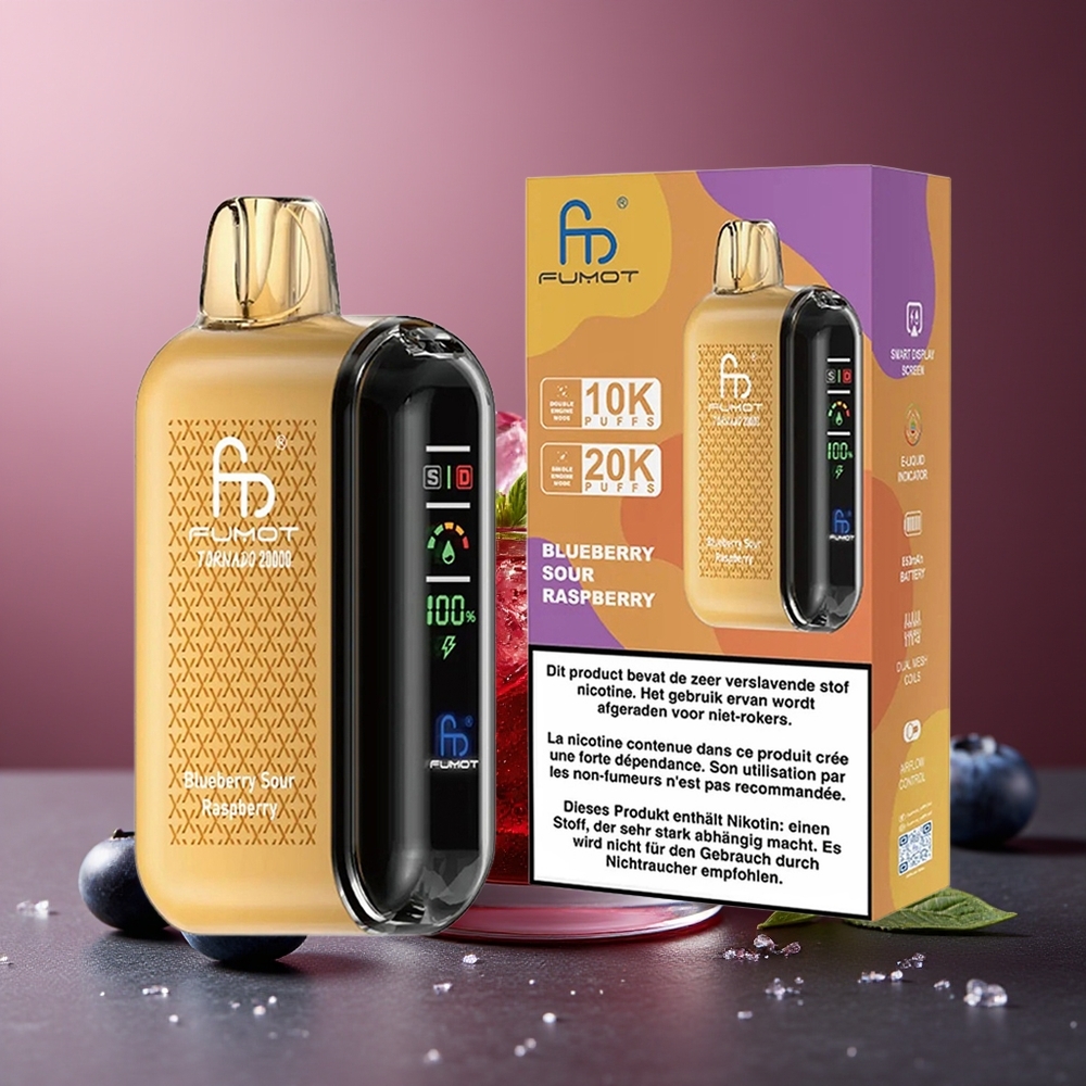 Fumot Tornado 20000 Pufuri Afine Acidulate Zmeură Baterie Reincarcabilă 850mAh