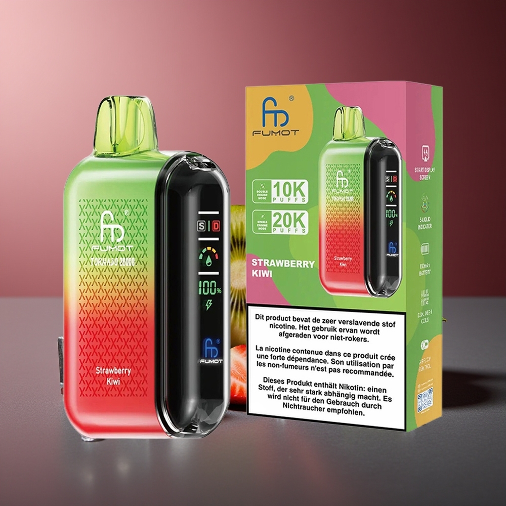 Fumot Tornado 20000 Pufuri Căpșuni Kiwi Dual Mesh Smart Display