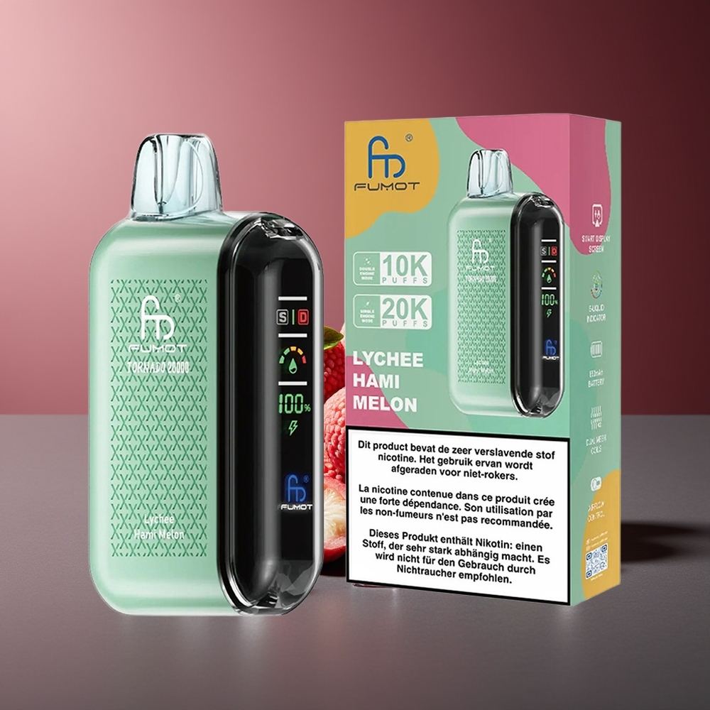 Fumot Tornado 20000 Pufuri Litchi Pepene Dulce Dual Mesh Coil Smart Display