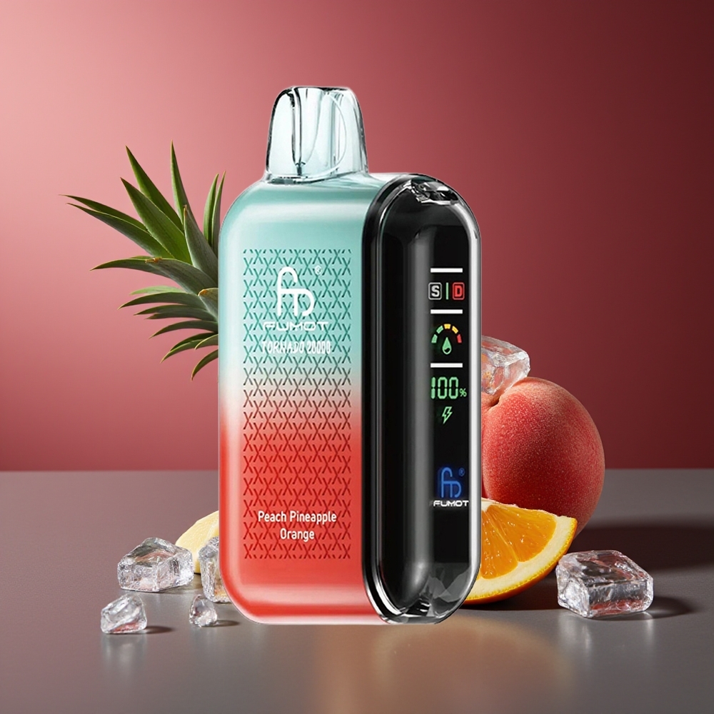Fumot Tornado 20000 Pufuri piersică ananas portocală Dual Mesh Coil Smart Display