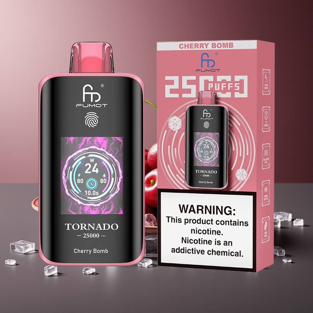 Fumot Tornado 25000 Pufuri Bomă Cireșă Baterie 700mAh Tip-C
