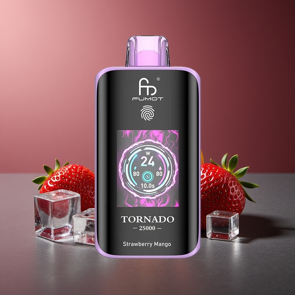 Fumot Tornado 25000 Pufuri Capsa Reîncărcabil 700mAh Port Tip-C Căpșuni Mango