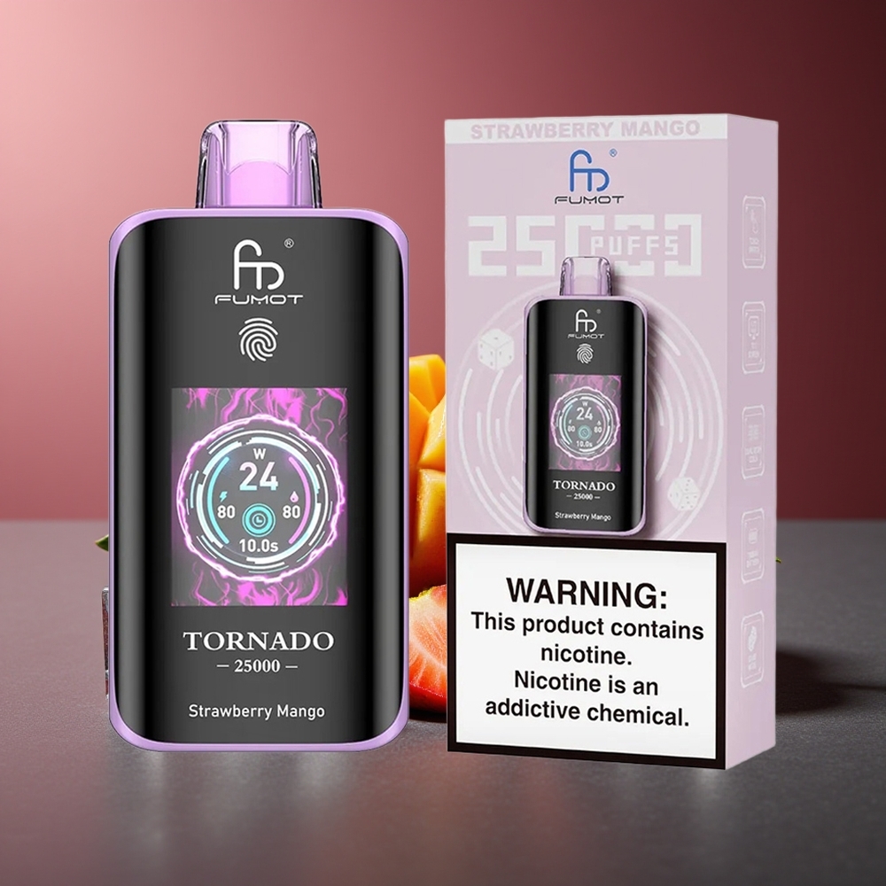 Fumot Tornado 25000 Pufuri Capsa Reîncărcabil 700mAh Port Tip-C Căpșuni Mango