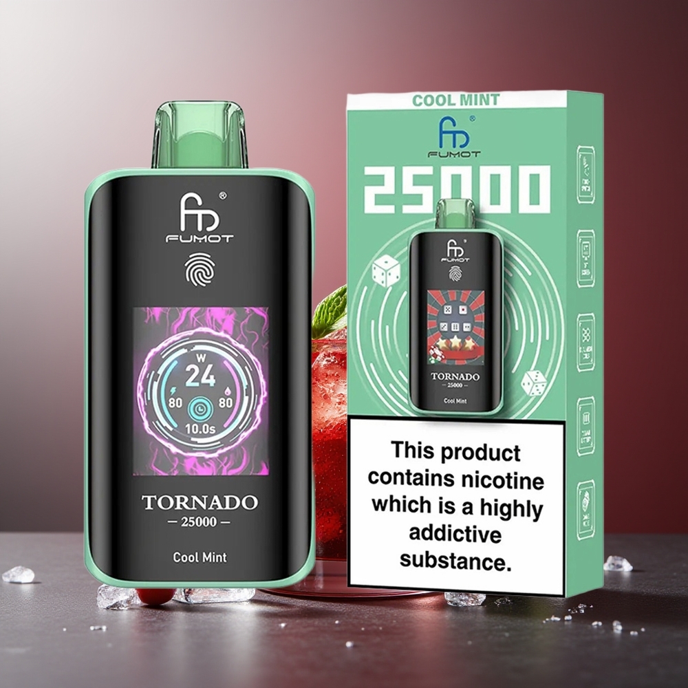 Fumot Tornado 25000 Pufuri Cool Mint cu Baterie 700mAh și Ecran HD