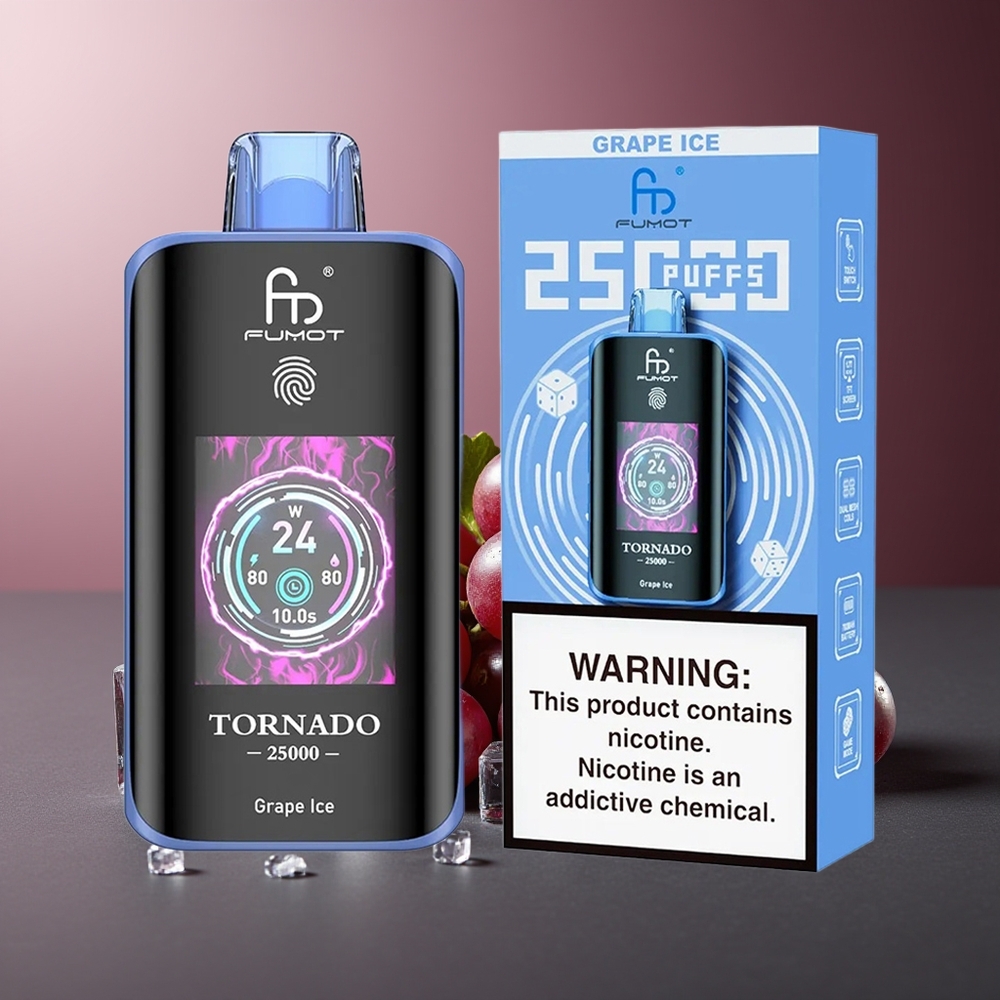 Fumot Tornado 25000 Pufuri Gheață de Struguri Baterie Reîncărcabilă 700mAh Port Type-C