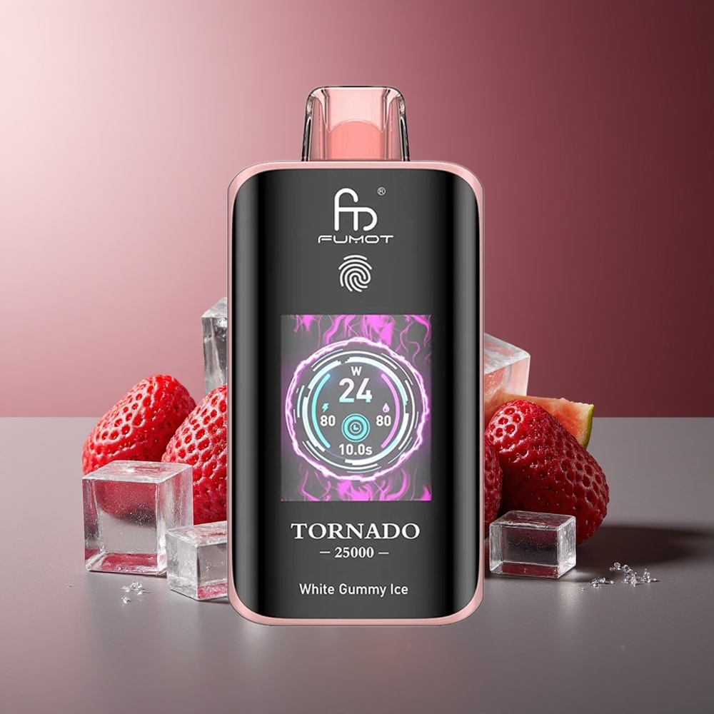 Fumot Tornado 25000 Pufuri Guma Albă Ghețată cu Baterie 700mAh și Port Type-C