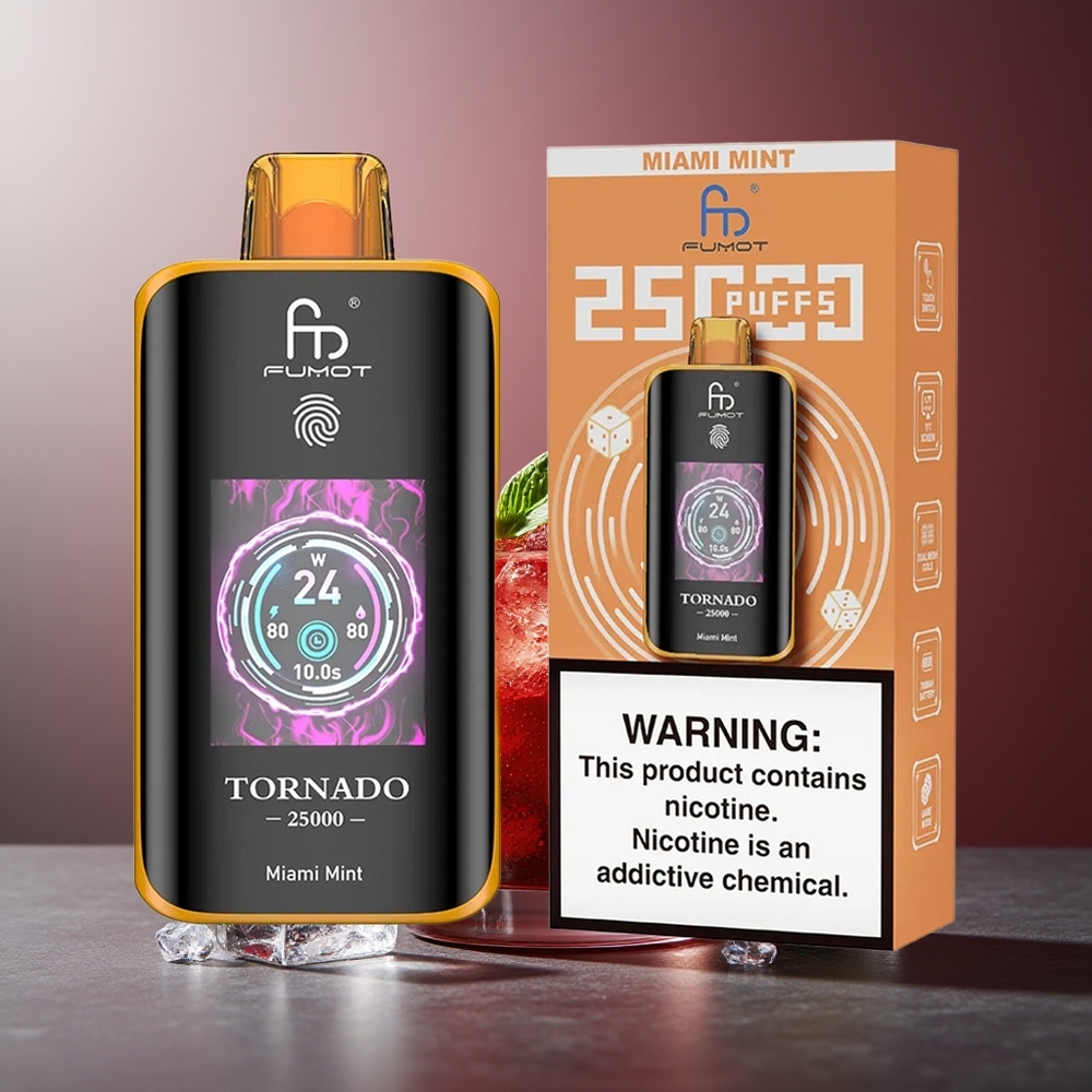 Fumot Tornado 25000 Pufuri Miami Mentă Baterie Reîncărcabilă 700mAh Port Type-C