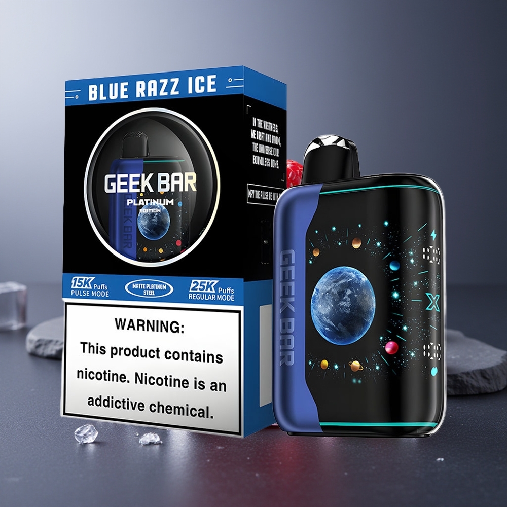 GEEK BAR Platinum Edition 25000 Pufuri Afine Raze Albastre Gheață 20mL 2% Nicotină