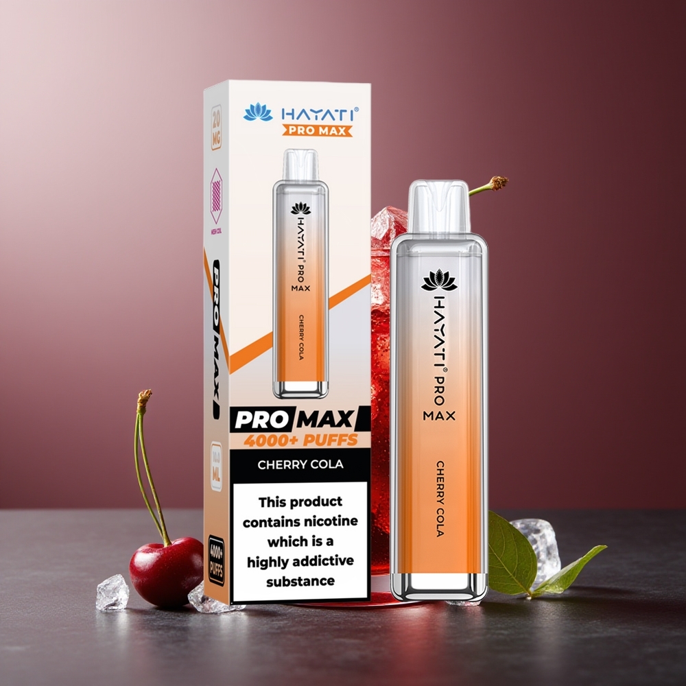 Hayati Pro Max 4000 Puffuri Vape Cireșu Cola Reîncărcabil LED