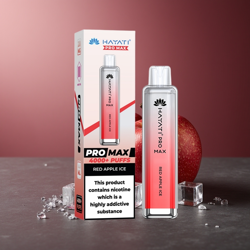 Hayati Pro Max 4000 Pufuri Măr Roșu Gheață Reîncărcabil LED
