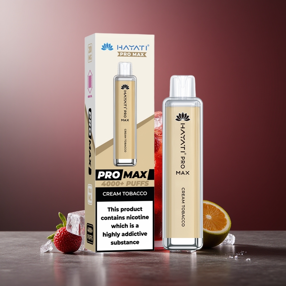 Hayati Pro Max 4000 Pufuri Tutun Cremă Dispozabil Vape cu Baterie Reîncărcabilă
