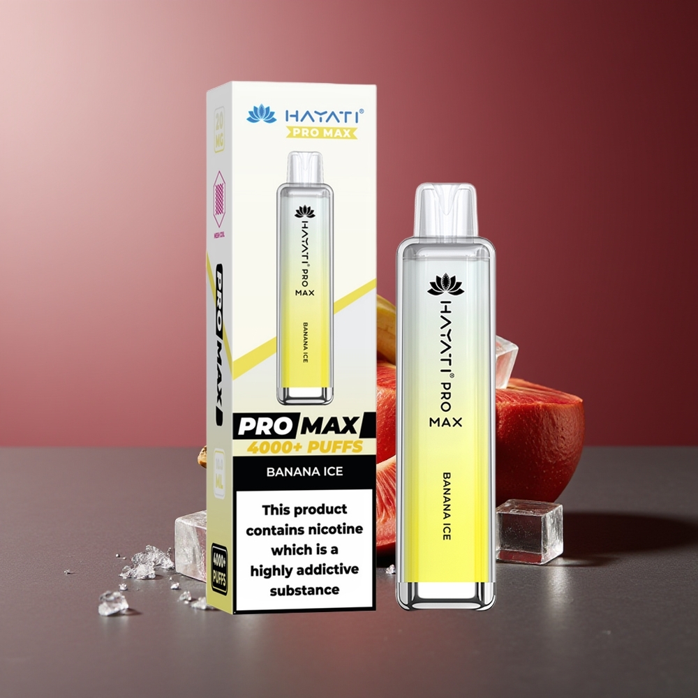 Hayati Pro Max 4000 Pufuri Vape Banană Gheață 5% Nicotină LED