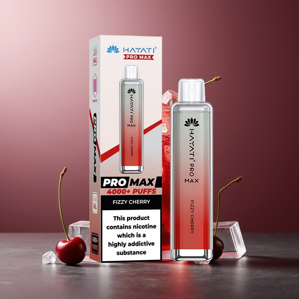 Hayati Pro Max 4000 Pufuri Vape Cireșe Fizic cu LED și Baterie Reîncărcabilă