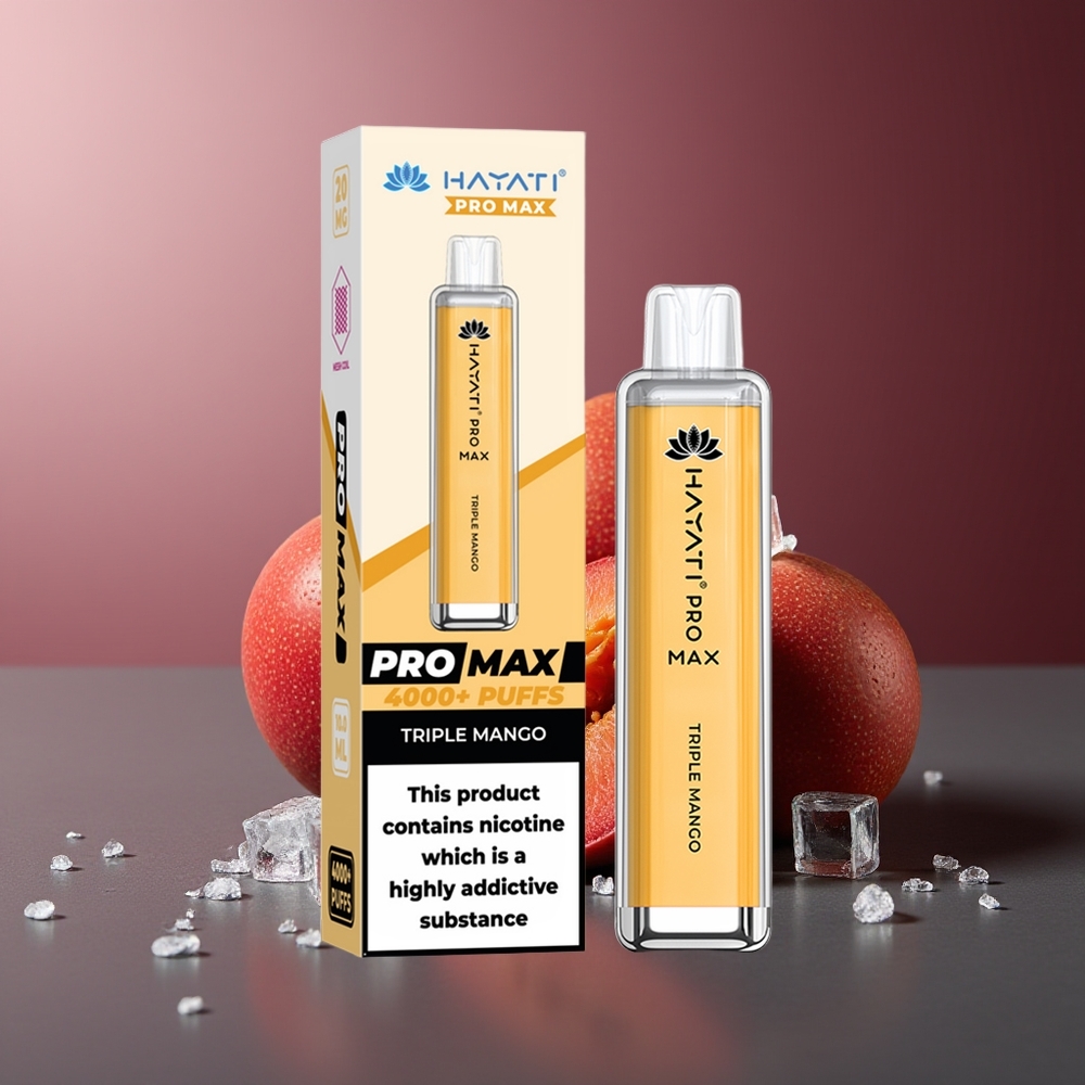 Hayati Pro Max 4000 Pufuri Vape Disposable Triple Mango Reîncărcabil LED