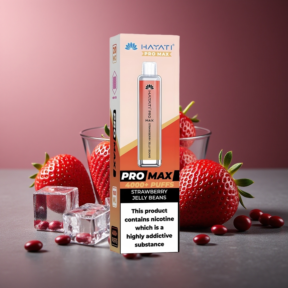 Hayati Pro Max 4000 Pufuri Vape Dulciuri cu Căpșuni LED Reîncărcabil