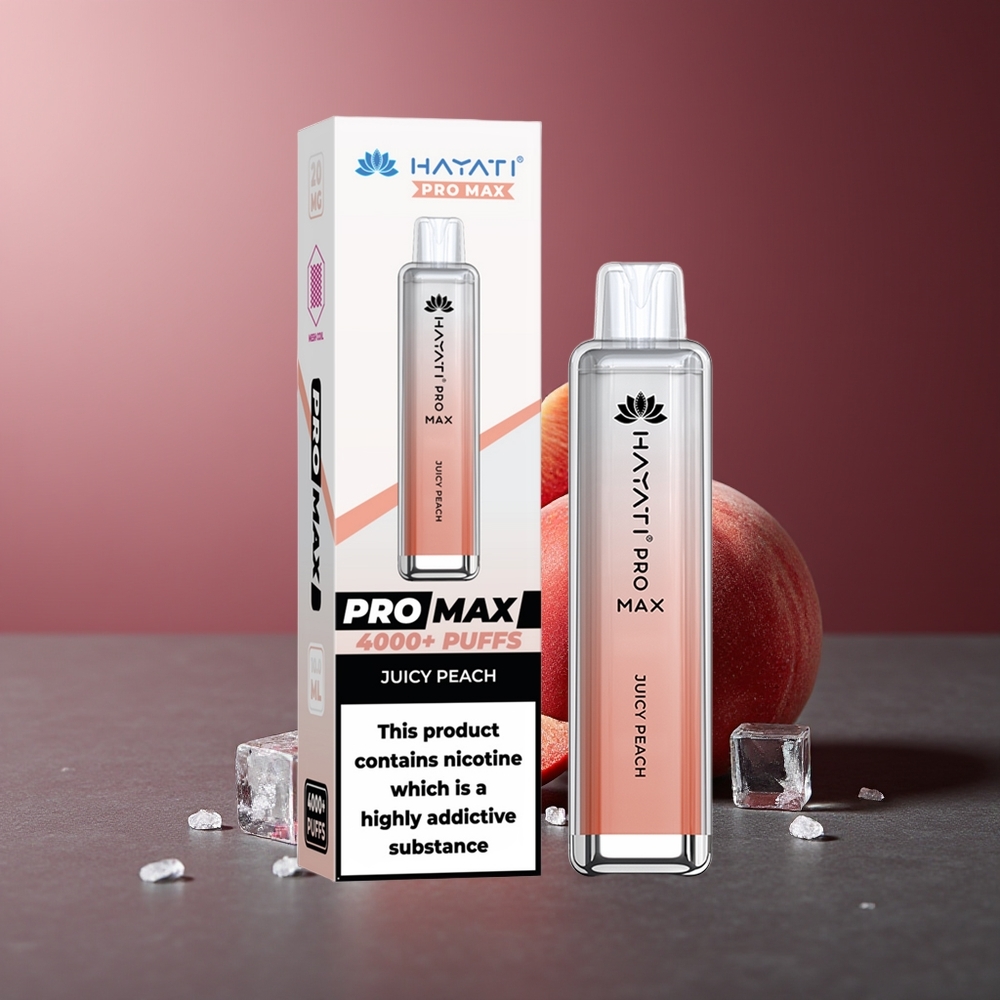 Hayati Pro Max 4000 Pufuri Vape Prăfuit de piersică Dual Coil Reîncărcabil