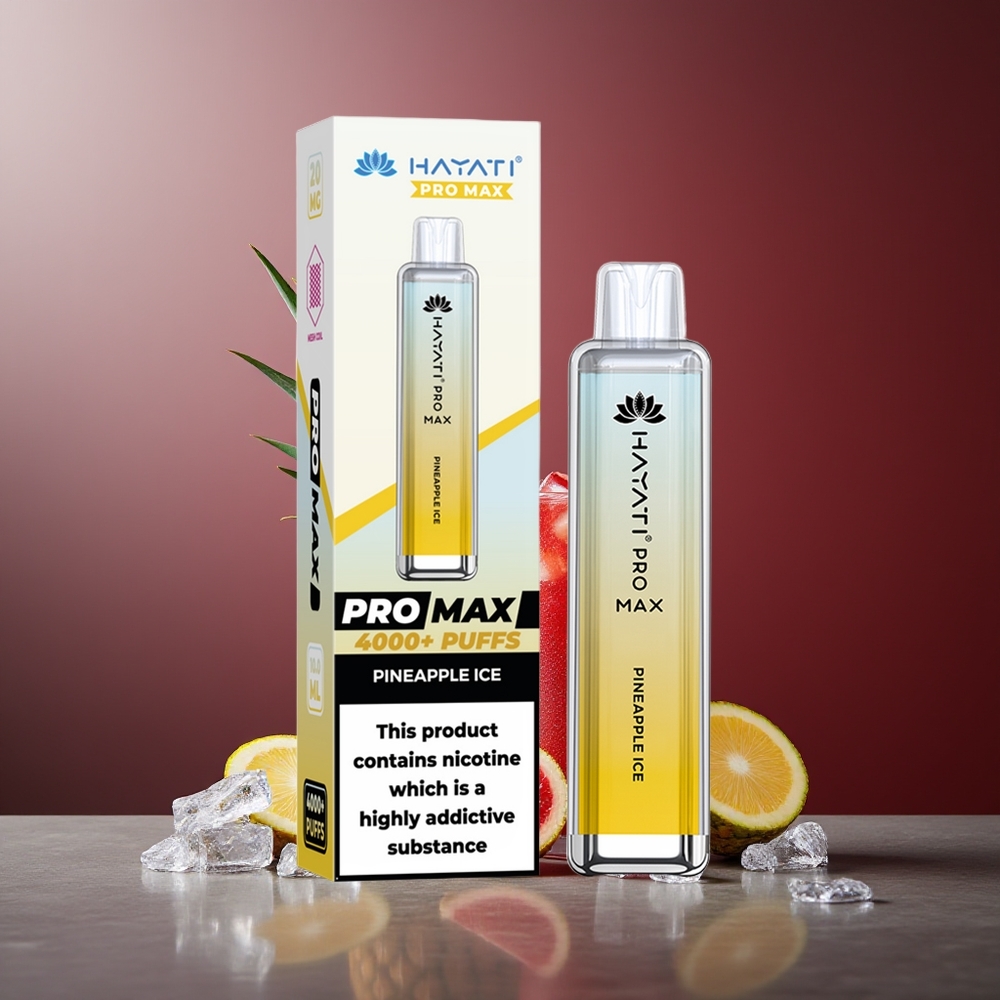 Hayati Pro Max 4000 Pufuri Vaporizor Dispozabil Ananas Gheață cu 5% Nicotină și Baterie 1400mAh