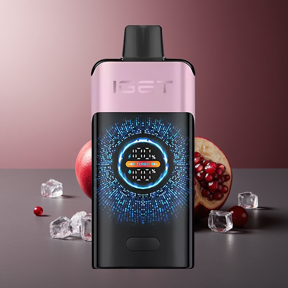 IGET ONE 12000 Pufuri Vape Disposable Cireșă Rodie cu Baterie 2700 mAh și Ecran Color Curbat