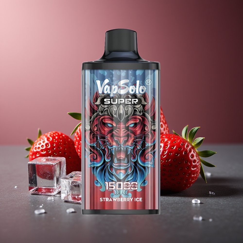 Vapsolo Super 15000 Pufs Capsatorie de Căpșuni și Gheață 40ml 850mAh