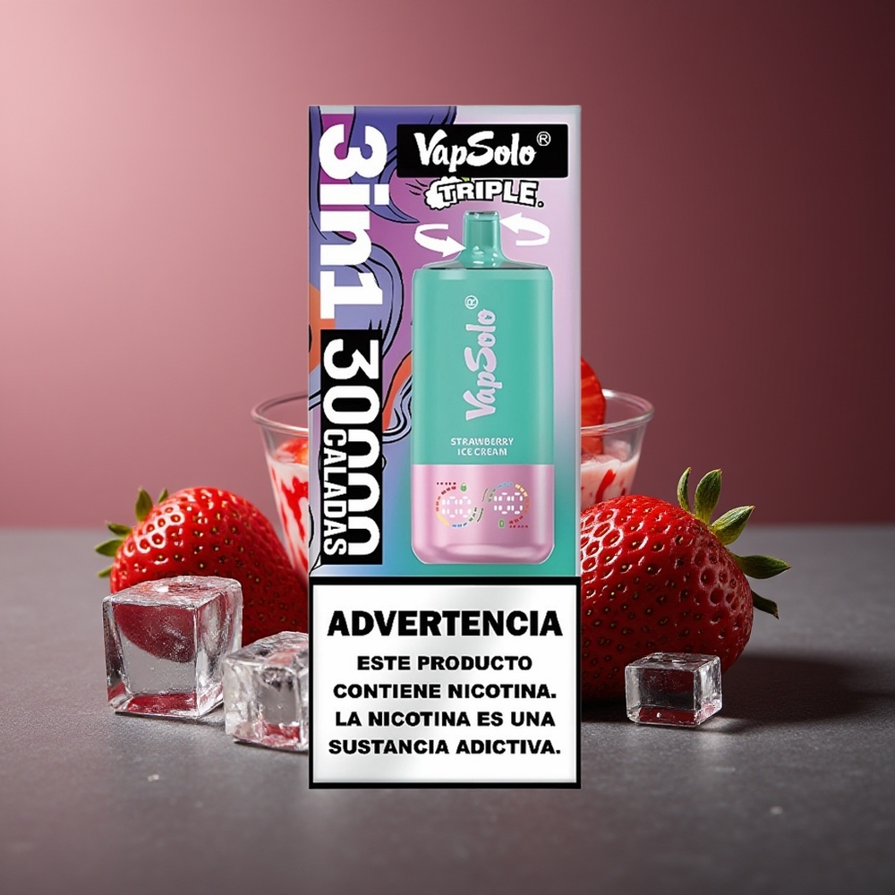 VapSolo Triple 30000 Pufuri Înghețată de Căpșuni