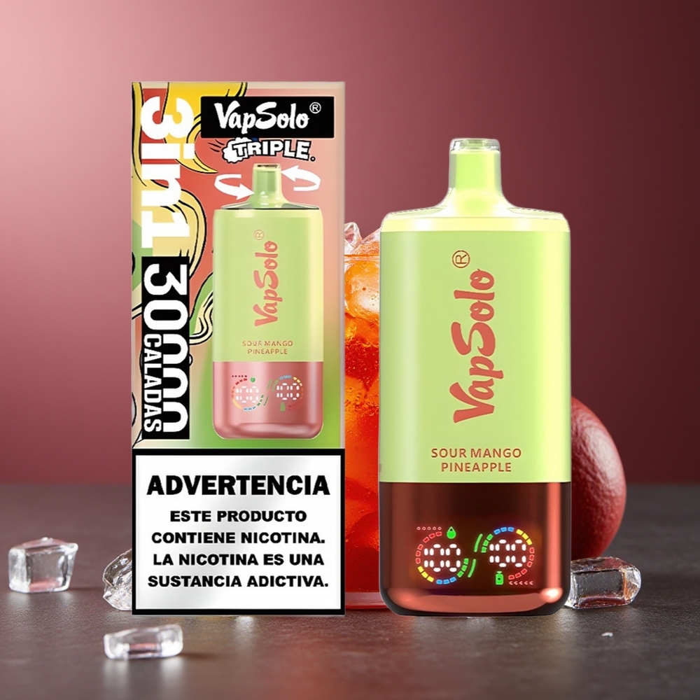 Vapsolo Triple 30000 Pufs Mango acrișor Ananas 40ml Type-C