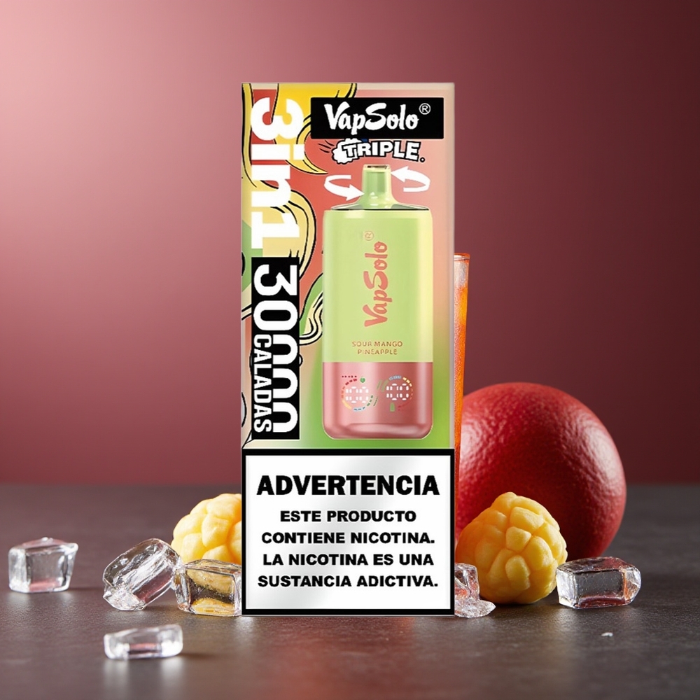 Vapsolo Triple 30000 Pufs Mango acrișor Ananas 40ml Type-C