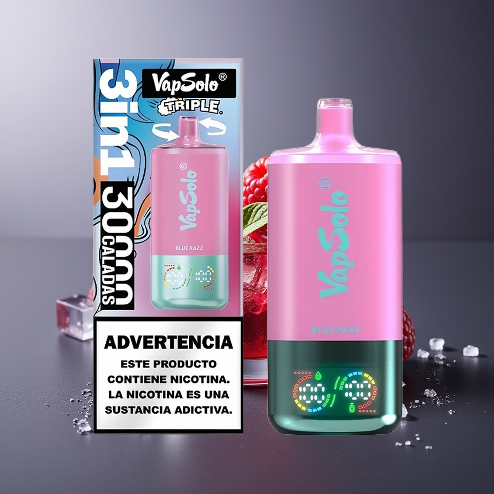 Vapsolo Triple 30000 Pufuri Vape Afine Albastre 40ml 3 Rezervoare