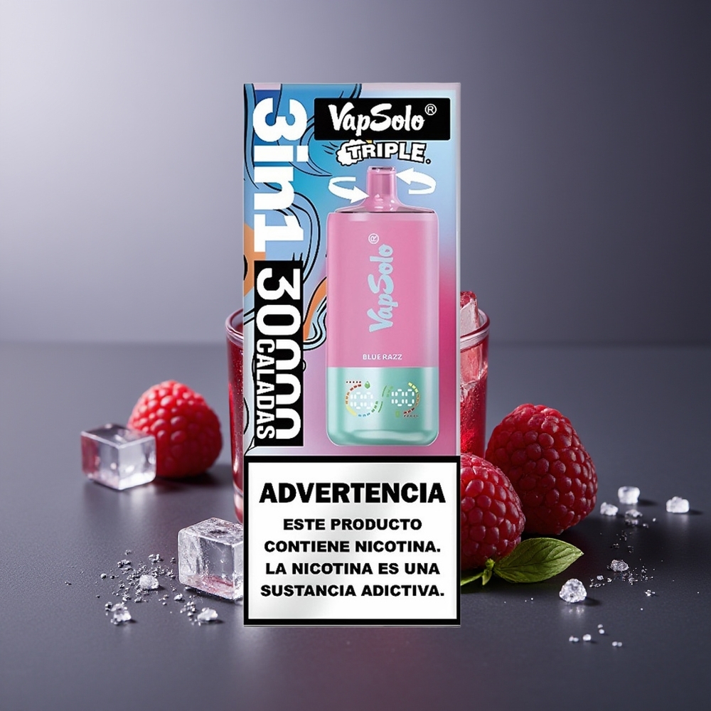 Vapsolo Triple 30000 Pufuri Vape Afine Albastre 40ml 3 Rezervoare
