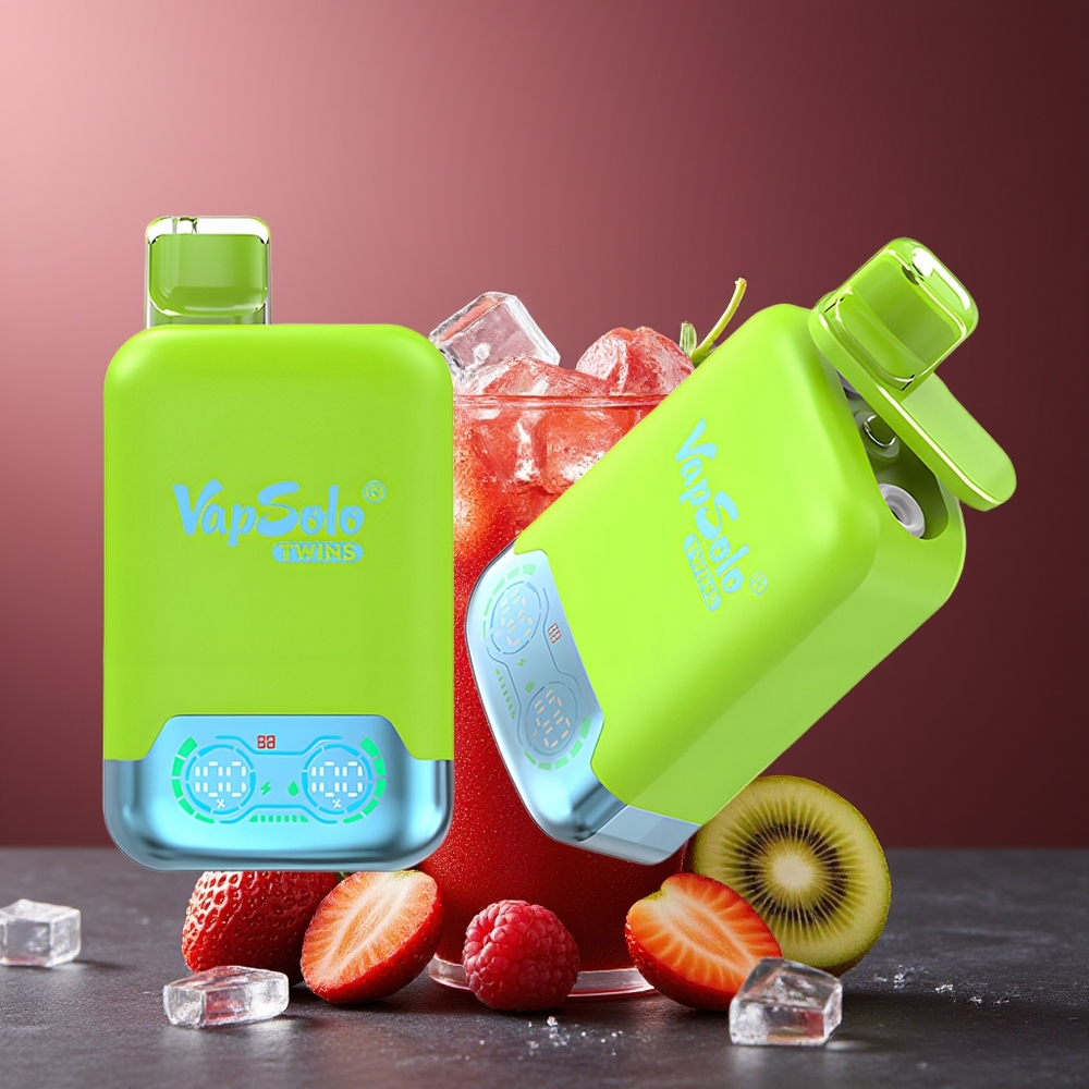 Vapsolo Twins 20000 Pufuri Capsă unică Capsă dublă Caisă Zmeură & Căpșună Kiwi