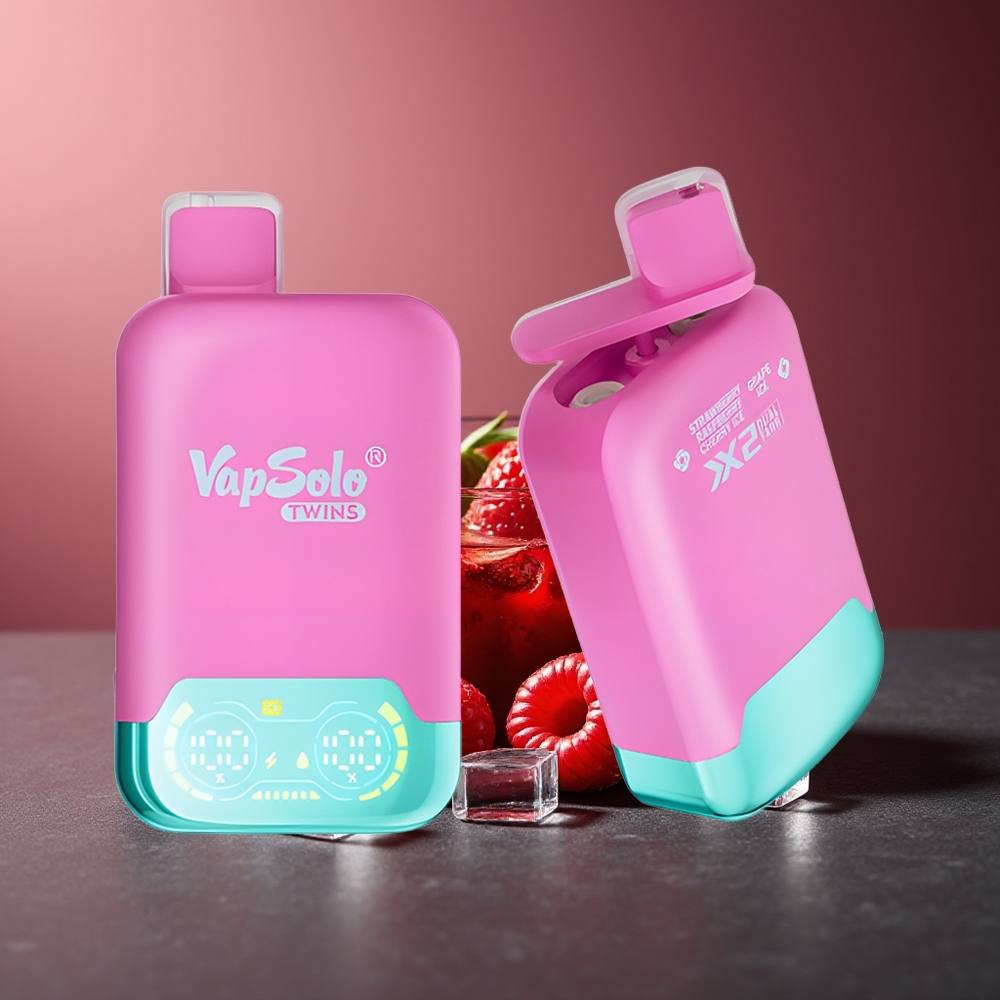 Vapsolo Twins 20000 Pufuri Capsator 40 ml Căpșuni Zmeură Gheață & Gheață de Struguri