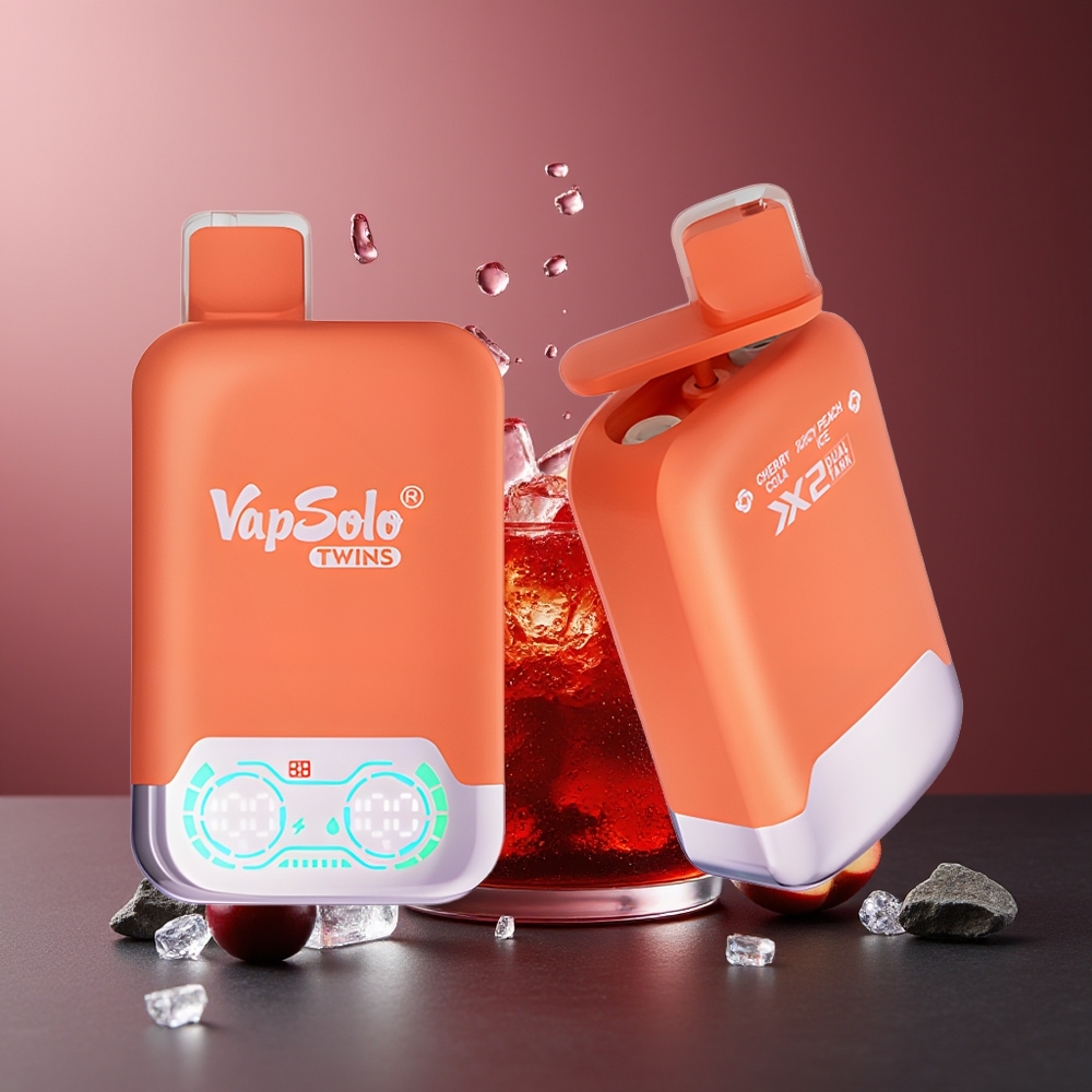 Vapsolo Twins 20000 Pufuri Cireșe Cola & Piersică Zmeură Gheață 40ml 20mg/ml