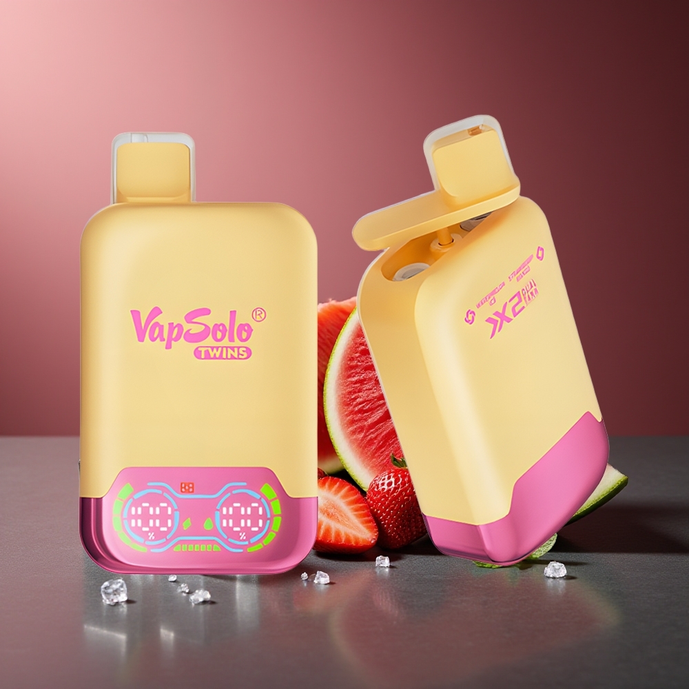 Vapsolo Twins 20000 Pufuri E-Lichid 40ml Pepene Gheață & Mango Căpșuni