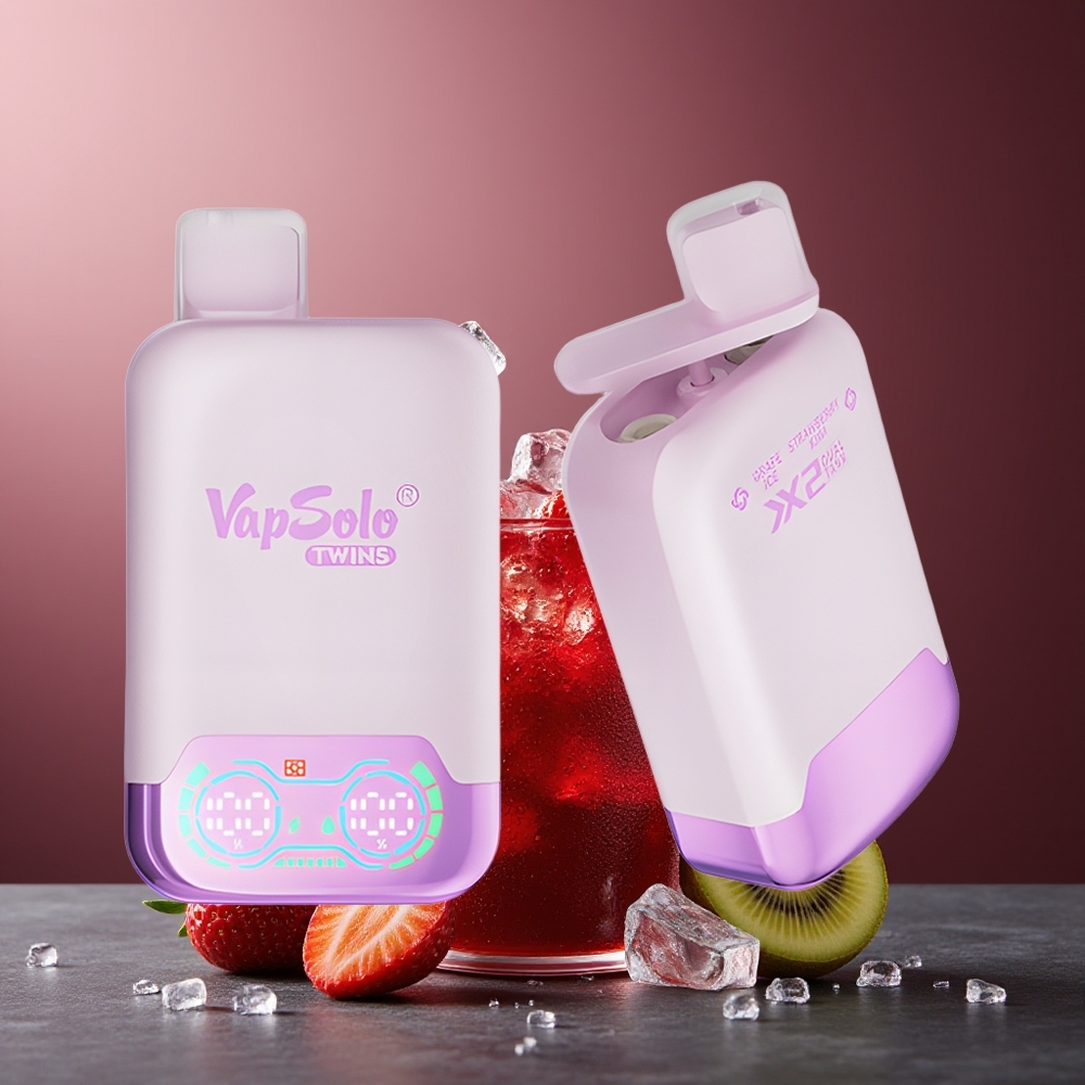 Vapsolo Twins 20,000 Pufuri E-Lichid 40ml Struguri Gheață & Căpșuni Kiwi