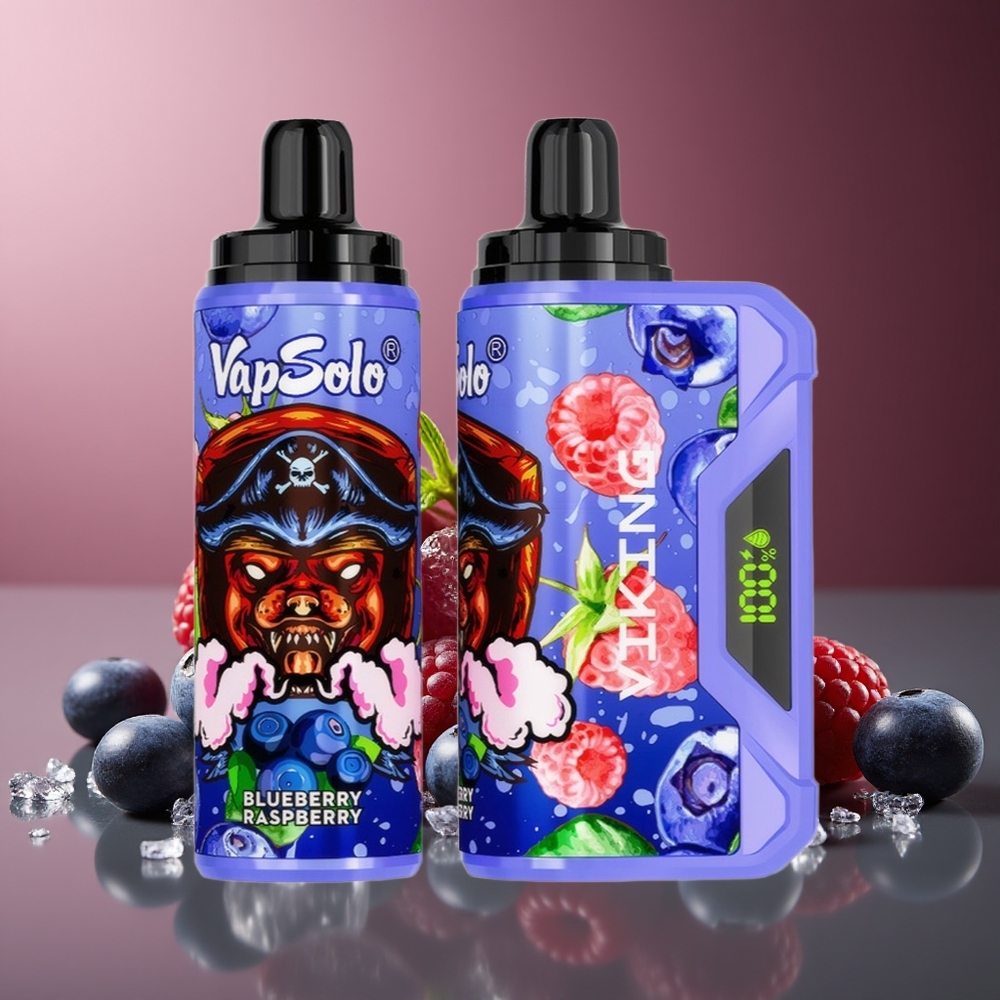 VapSolo VIKING 12000 Pufuri Vape Afine Zmeură 22ml Tip-C