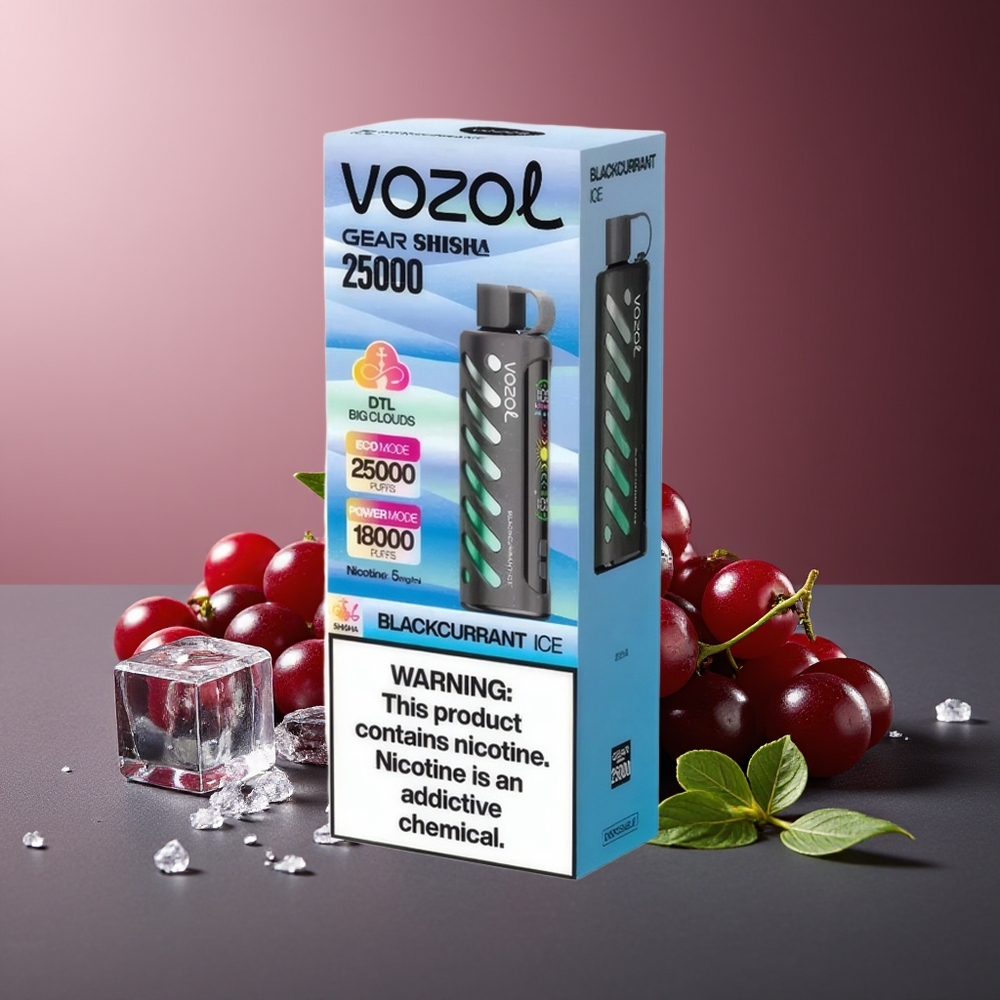 VOZOL Gear Shisha 25000 Pufuri 5mg Capsuna Neagra Gheata S.i.L.C Tech Dual Mesh